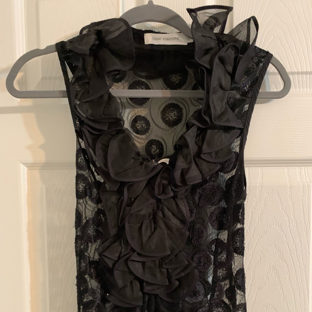 Printed Scoop neck black lace top